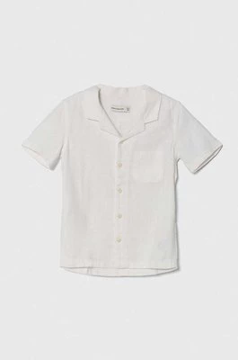Abercrombie & Fitch koszula lniana dziecięca kolor biały