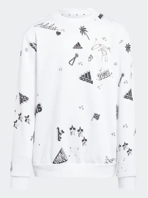 adidas Bluza Brand Love Allover Print IA1575 Biały Loose Fit