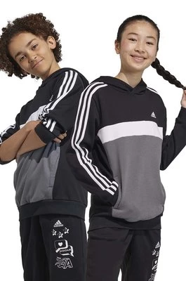 adidas bluza dziecięca kolor czarny z kapturem wzorzysta Adidas