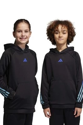 adidas bluza dziecięca kolor czarny z kapturem z nadrukiem Adidas