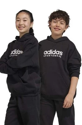 adidas bluza dziecięca kolor czarny z kapturem z nadrukiem Adidas