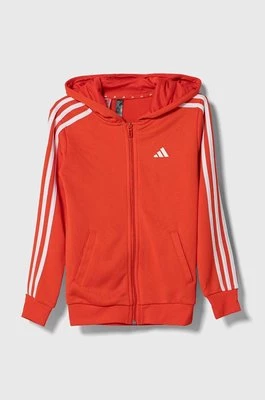 adidas bluza dziecięca kolor czerwony z kapturem z aplikacją Adidas