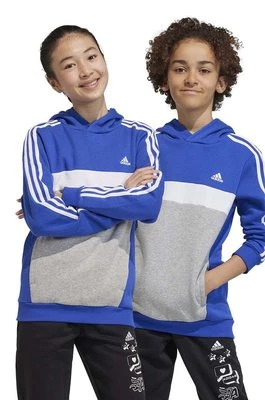 adidas bluza dziecięca kolor niebieski z kapturem wzorzysta Adidas