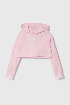 adidas bluza dziecięca kolor różowy z kapturem gładka Adidas