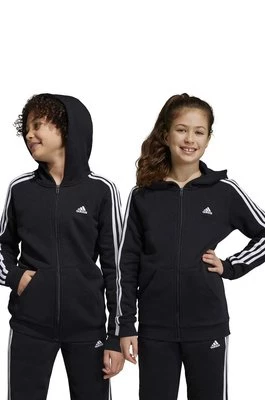 adidas bluza dziecięca U 3S FL FZ kolor czarny z kapturem z aplikacją Adidas
