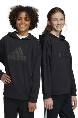 adidas bluza dziecięca U FI LOGO kolor czarny z kapturem z aplikacją Adidas