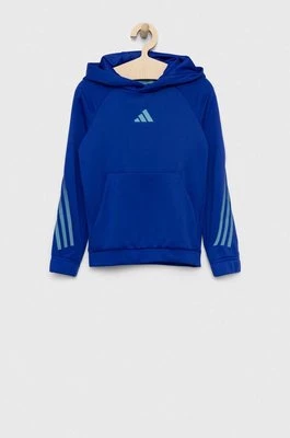adidas bluza dziecięca U TI HOODIE kolor niebieski z kapturem z nadrukiem Adidas