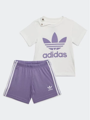 adidas Komplet t-shirt i szorty sportowe Trefoil Shorts Tee Set IB8641 Fioletowy Regular Fit