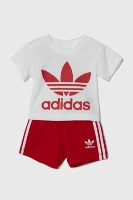 adidas Originals komplet bawełniany niemowlęcy kolor czerwony
