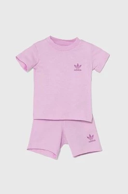 adidas Originals komplet bawełniany niemowlęcy kolor fioletowy