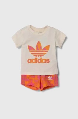 adidas Originals komplet bawełniany niemowlęcy kolor pomarańczowy