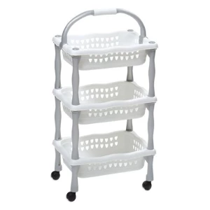 Aldotrade Regał mobilny Beng 3, biały Aldotrade Regał mobilny Beng 3, biały