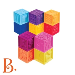 B.toys - One Two Squeeze – Zestaw 10 miękkich kolorowych klocków sensorycznych - miętowy