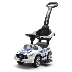 Baby Mix Odpychacz z dźwiękiem i prowadnicą Policja, biały
