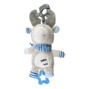 Baby Mix Pluszowa zabawka dla dzieci z mechanizmemmuzycznym i klipsem Łoś, 24 cm