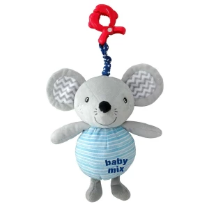Baby Mix Pluszowa zabawka dla dzieci z mechanizmemmuzycznym i klipsem Myszka, 24 cm