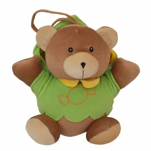 Baby Mix Pluszowa zabawka dla dzieci z mechanizmemmuzycznym Miś zielony, 23 cm