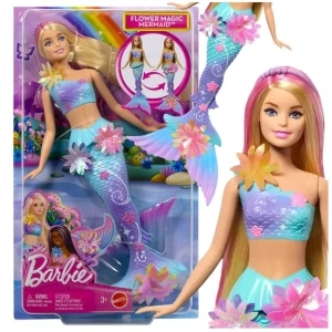 BARBIE LALKA MAGICZNA SYRENKA KWIATOWA ZESTAW Z MAGICZNYMI KWIATAMI JDM72