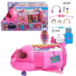 BARBIE SAMOLOT Z AKCESORIAMI LALKA EXTRA MINI MINIS MATTEL