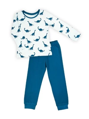 Bawełniana piżama chłopięca z długim rękawem- niebieskie dinozaury Nicol