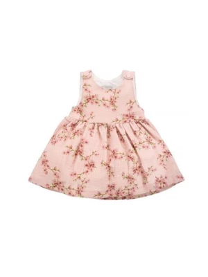 Bawełniana sukienka niemowlęca w kwiaty różowa Pinokio