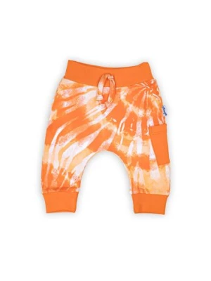 Bawełniane spodnie dresowe niemowlęce we wzory pomarańczowe Nicol
