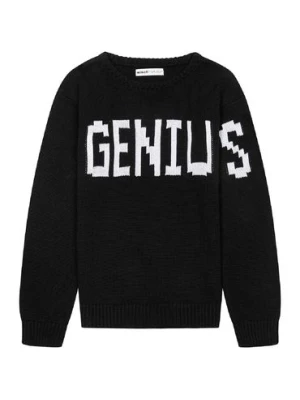 Bawełniany sweter oversize z napisem Genius dla chłopca Minoti
