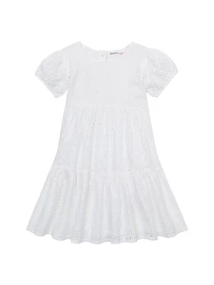 Biała sukienka dziewczęca z falbanką Minoti