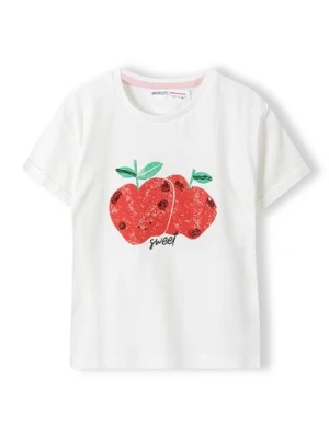 Biały t-shirt bawełniany dla niemowlaka- jabłuszka Minoti
