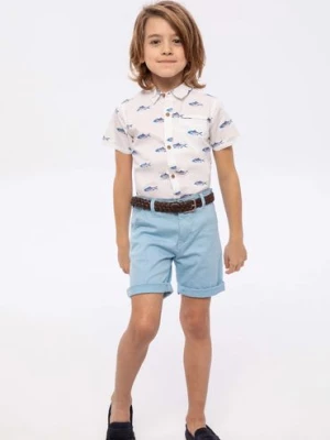 Błękitne szorty dla chłopca typu oxford z bawełny Minoti