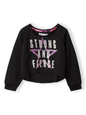 Bluza sportowa czarna dla małej dziewczynki- Strong and fierce Minoti