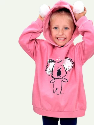 Bluza z kapturem dla dziewczynki, z misiem koala,różowa, 3-8 lat Endo