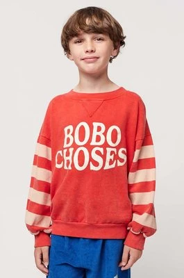 Bobo Choses bluza bawełniana dziecięca kolor czerwony wzorzysta