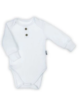 Body polo bawełniane niemowlęce z długim rękawem białe Nicol