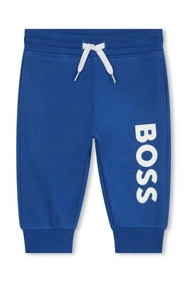 BOSS spodnie dresowe niemowlęce kolor niebieski z nadrukiem Boss