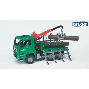Bruder 2769 Pojazdy leśne MAN TGA Timber tir z ramieniem załadowczym i 3 kłodami drewna BRUDER