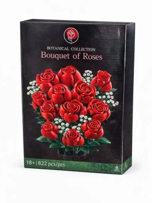 Bukiet Czerwonych Róż z Klocków – Zestaw 822 el. | Wieczne Kwiaty