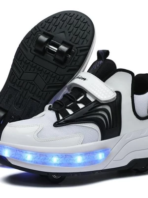 BUTOROLKI BUTY Z ROLKAMI ROLKI WROTKI CZARNE LED 36