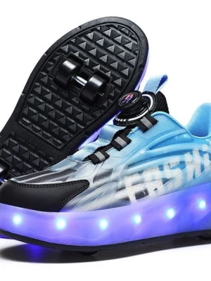 BUTOROLKI BUTY Z ROLKAMI ROLKI WROTKI NIEBIESKIE OMBRE LED 35