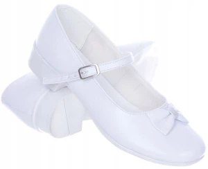 ﻿Buty baleriny dziewczęce komunia obcas Białe 37