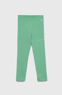 Calvin Klein Jeans legginsy dziecięce kolor zielony z nadrukiem