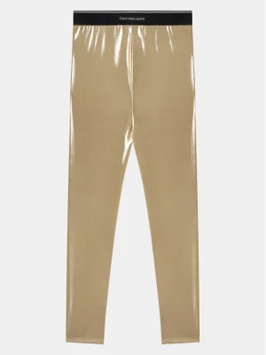 Calvin Klein Jeans Legginsy Metallic IG0IG02403 Złoty Slim Fit