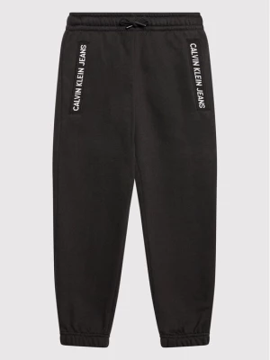 Calvin Klein Jeans Spodnie dresowe Intarisia Logo Jogger IU0IU00235 Czarny Regular Fit