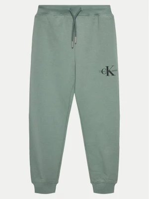 Calvin Klein Jeans Spodnie dresowe Monogram Logo IU0IU00285 D Zielony Regular Fit
