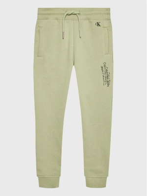 Calvin Klein Jeans Spodnie dresowe Repeat Inst. Logo IB0IB01568 Zielony Regular Fit
