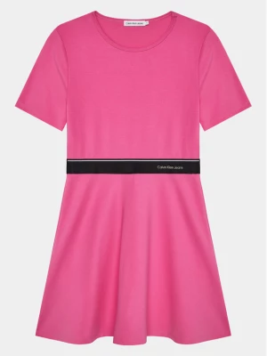 Calvin Klein Jeans Sukienka codzienna Logo Tape IG0IG02310 Różowy Regular Fit