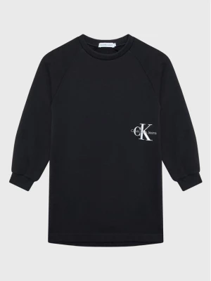 Calvin Klein Jeans Sukienka dzianinowa Monogram Off Placed IG0IG01567 Czarny Regular Fit
