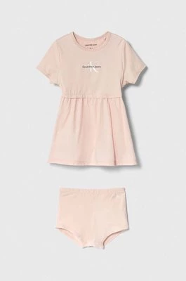 Calvin Klein Jeans sukienka niemowlęca kolor różowy mini prosta
