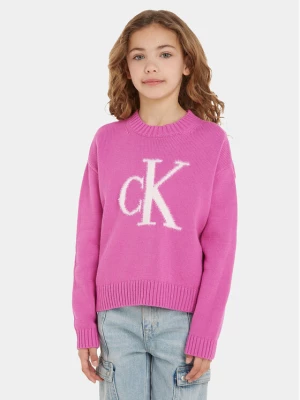 Calvin Klein Jeans Sweter Fluffy Monogram IG0IG02220 Różowy Regular Fit