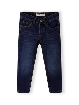 Ciemne klasyczne spodnie jeansowe dopasowane chłopięce Minoti